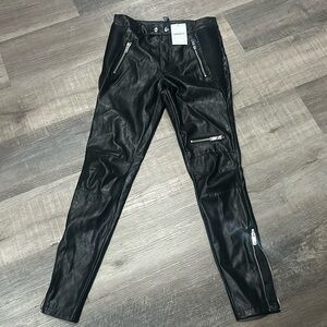 Forever 21 black moto high waist faux leather pants size Small